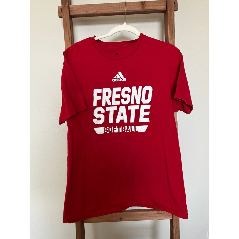 Adidas Red Fresno State -bulldogs Softball Cotton T-Shirt- size large